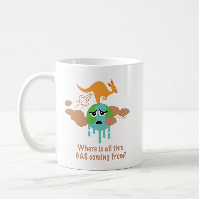 Kangaroo Methane Fart Coffee Mug (Left)