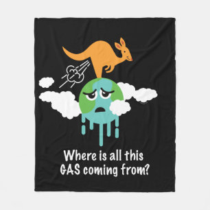 Kangaroo Methane Fart Fleece Blanket