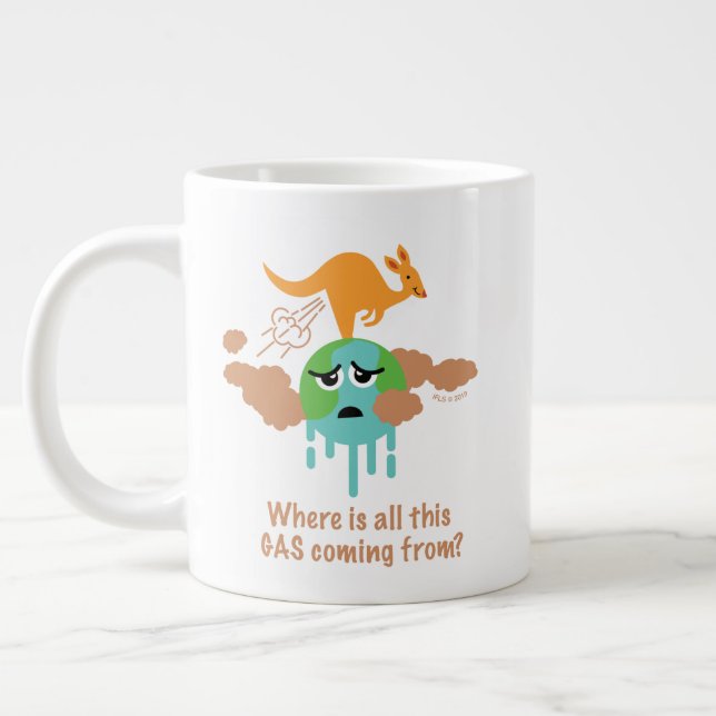 Kangaroo Methane Fart Giant Coffee Mug (Left)