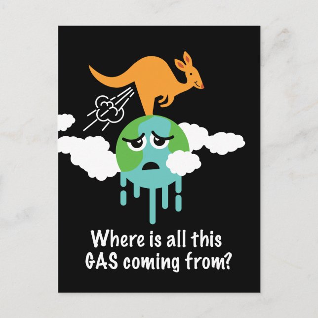 Kangaroo Methane Fart Postcard (Front)