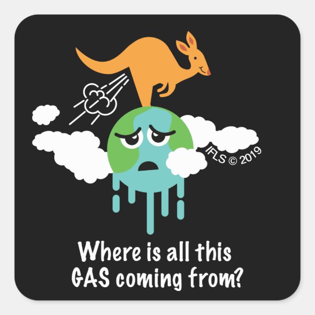 Kangaroo Methane Fart Square Sticker (Front)