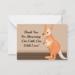 Kangaroo Mom And Her Baby Thank You Card