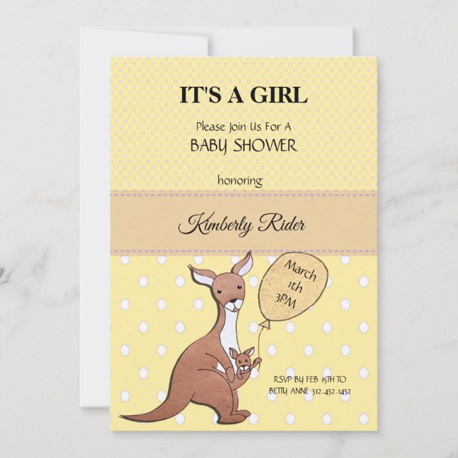 Kangaroo Mom Baby Shower Invitation (Front)