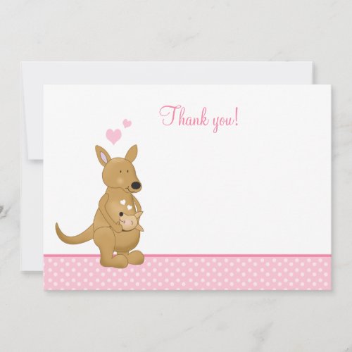 Kangaroo Mommy and Baby Flat Thank You notes