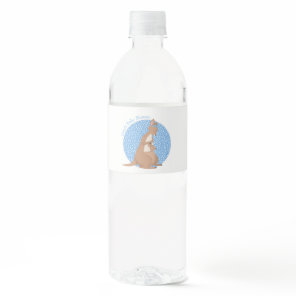 Kangaroo Mommy and Baby Joey Blue Shower Water Bottle Label