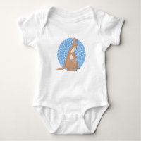 Kangaroo Mommy and Joey on Blue Pattern