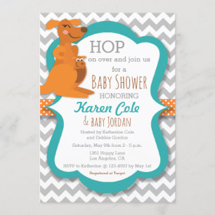 Kangaroo Mommy & Baby - Baby Shower Invitatoin Invitation