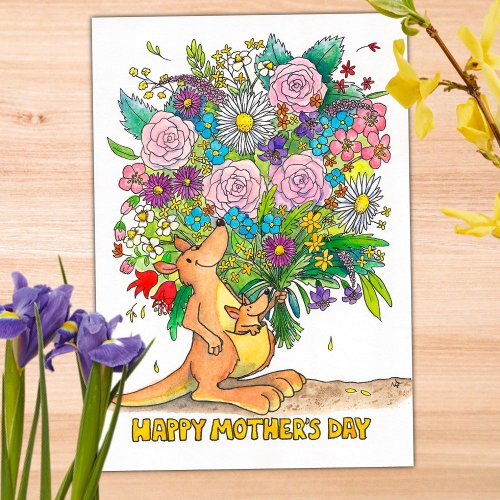 Kangaroo Mothers Day postcard by Nicole Janes