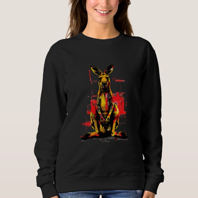 Kangaroo Motif Animal Lover Forest Art Wildlife Na Sweatshirt (Front)