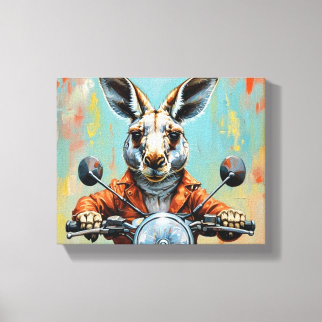 Kangaroo motocycle canvas art (Front)