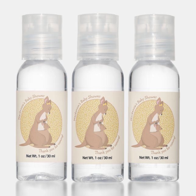 Kangaroo Neutral Yellow Baby Shower Hand Sanitizer (Set)