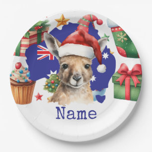 Kangaroo on Australia Flag  Paper Plates
