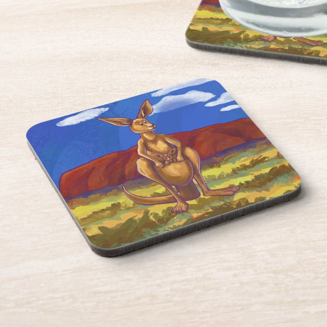Kangaroo Party Center Beverage Coaster (Left Side)