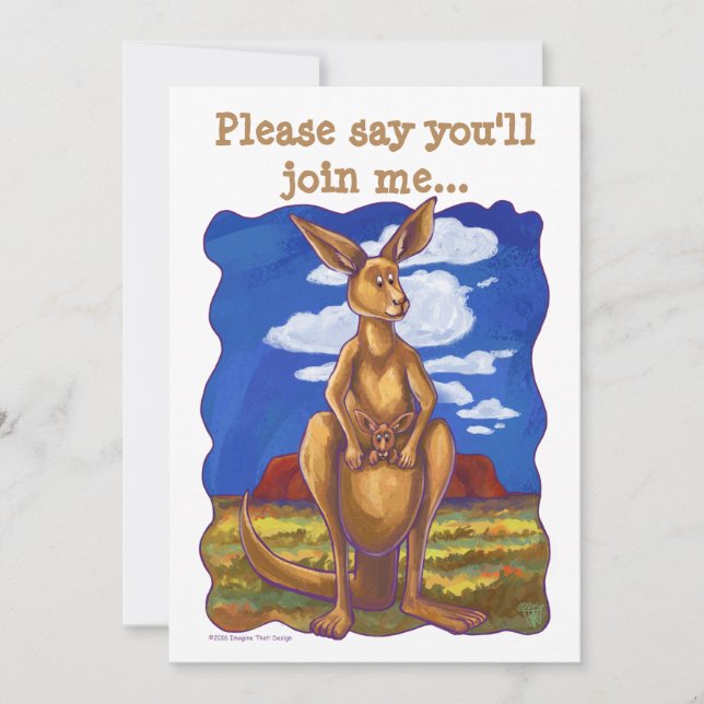 Kangaroo Party Center Invitation (Front)