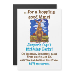 Kangaroo Party Center Magnetic Invitation