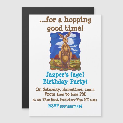 Kangaroo Party Center Magnetic Invitation