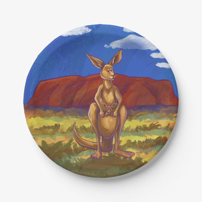 Kangaroo Party Center Paper Plates (Front)