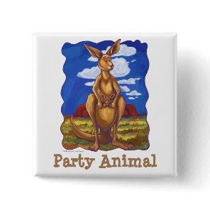 Kangaroo Party Center Pinback Button