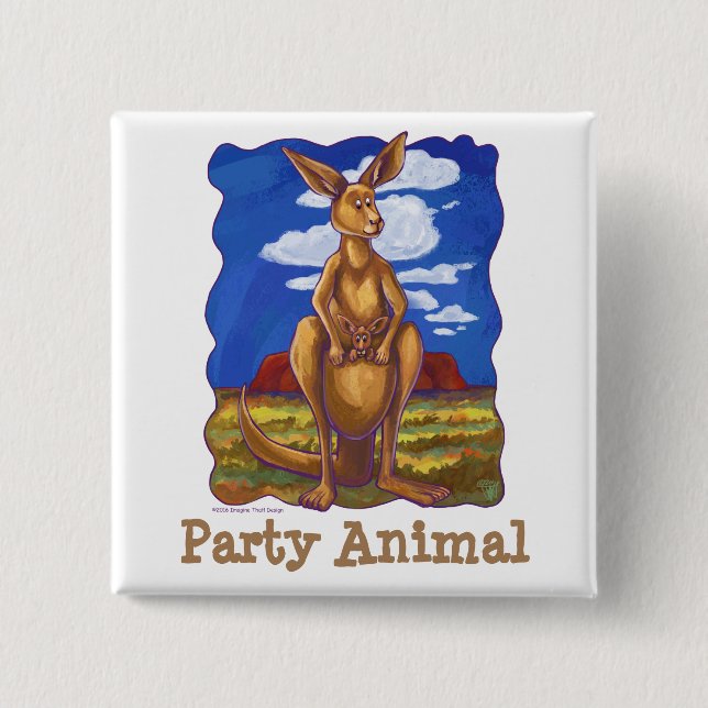 Kangaroo Party Center Pinback Button (Front)