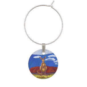 Kangaroo Party Center Wine Glass Charm