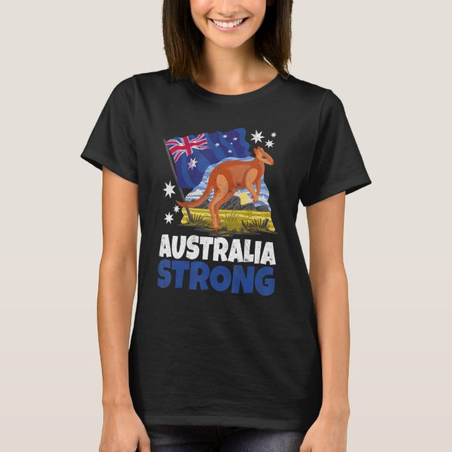 Kangaroo Patriotic Australian Flag Australia Stron T-Shirt (Front)