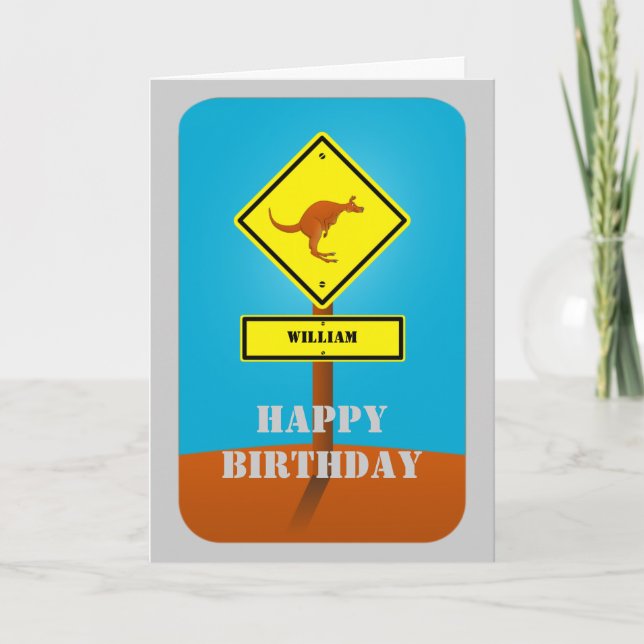 Kangaroo personalized birthday card (Front)