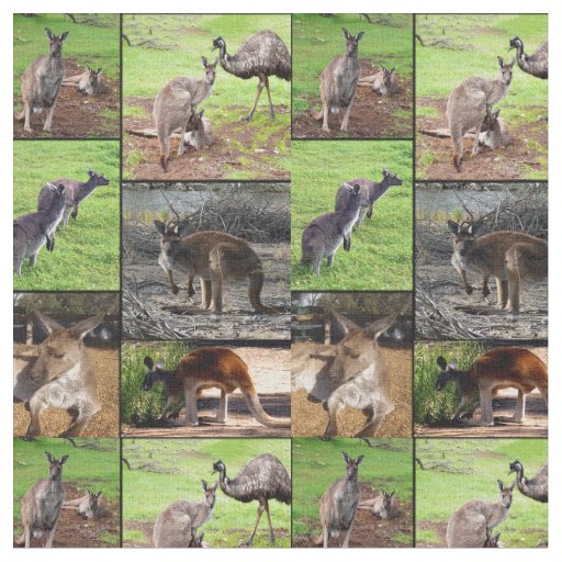 Kangaroo Photo Collage , Fabric