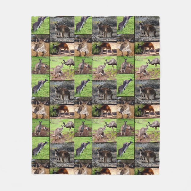 Kangaroo Photo Collage , Fleece Blanket (Front)