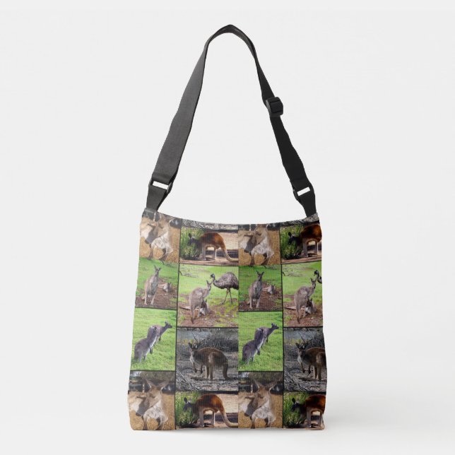 Kangaroo Photo Collage, Full Print Crossbody Bag. Bag (Front)