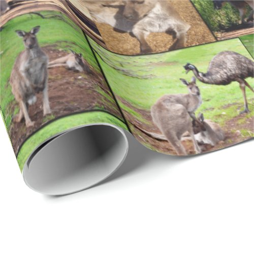 Kangaroo Photo Collage Wrapping Paper