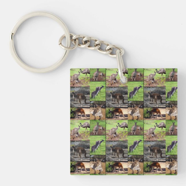 Kangaroo Picture Collage, Keychain (Front)
