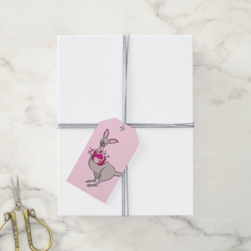 Kangaroo pouch of hearts gift tags