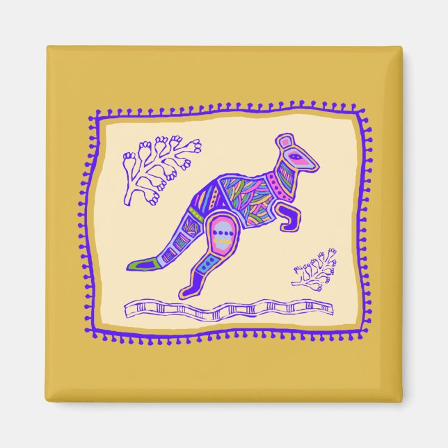 Kangaroo Quilt Magnet (Front)