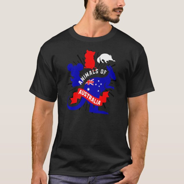 Kangaroo Quokka Sugar Glider Koala Animals Of Aust T-Shirt (Front)