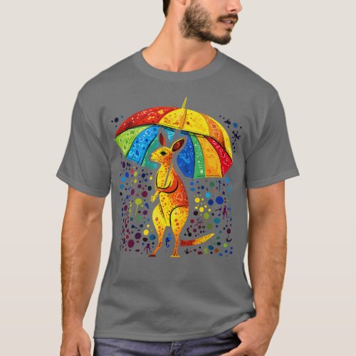 Kangaroo Rainy Day With Umbrella T_Shirt