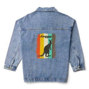 Kangaroo Retro 70s Vintage Cute Animal  Denim Jacket