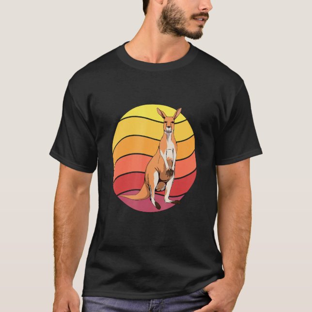 Kangaroo Retro Sunset Kangaroo Art Kangaroos T-Shirt (Front)