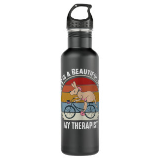 kangaroo Riding A Bicycle Life is a Beautiful Ride Stainless Steel Water Bottle