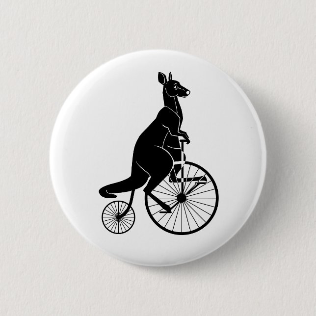 Kangaroo Riding a Penny Farthing Button (Front)