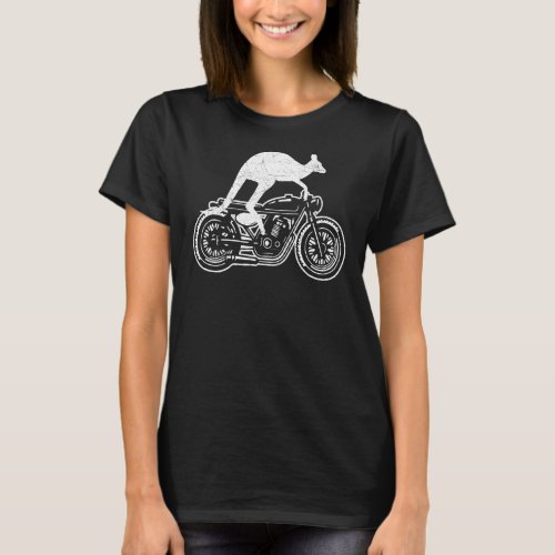 Kangaroo Riding Motorbike Australia Motorcycle Bik T_Shirt