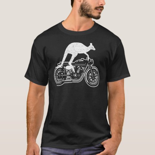 Kangaroo Riding Motorbike Australia Motorcycle Bik T_Shirt