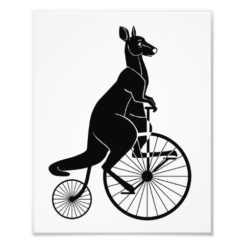 Kangaroo Riding Vintage Bike Photo Print