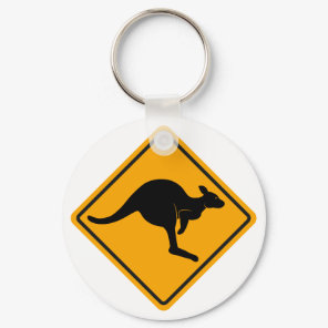 Kangaroo Road Sign Keychain