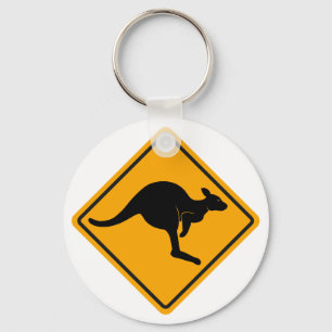 Kangaroo Road Sign Keychain