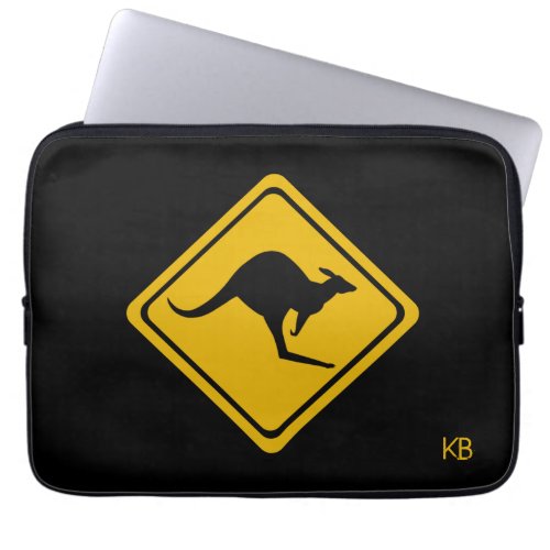 kangaroo road sign laptop sleeve