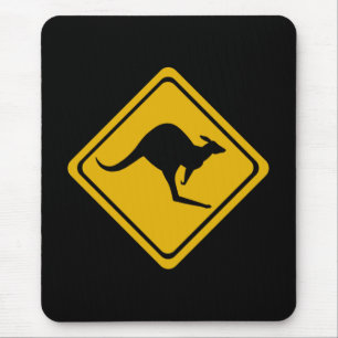 kangaroo road sign mouse pad