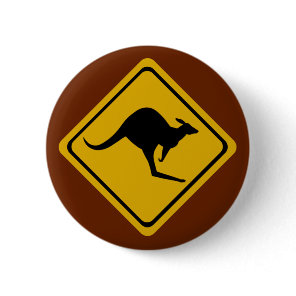 kangaroo road sign pinback button