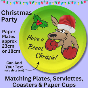 Kangaroo Santa 9" Australian Christmas Party  Paper Plates