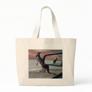Kangaroo Seaside Breezes Illusion Art, Large Tote Bag