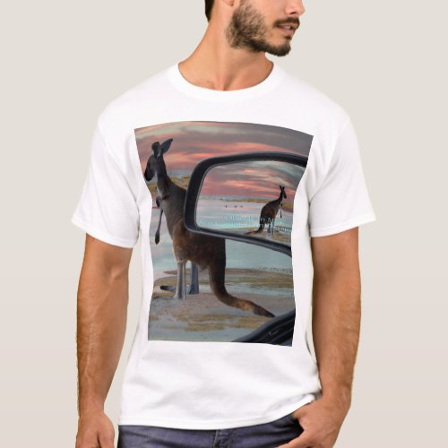 Kangaroo Seaside Breezes Illusion Art T_Shirt